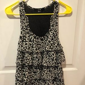 Black and white ruffled sleeveless top/ tank